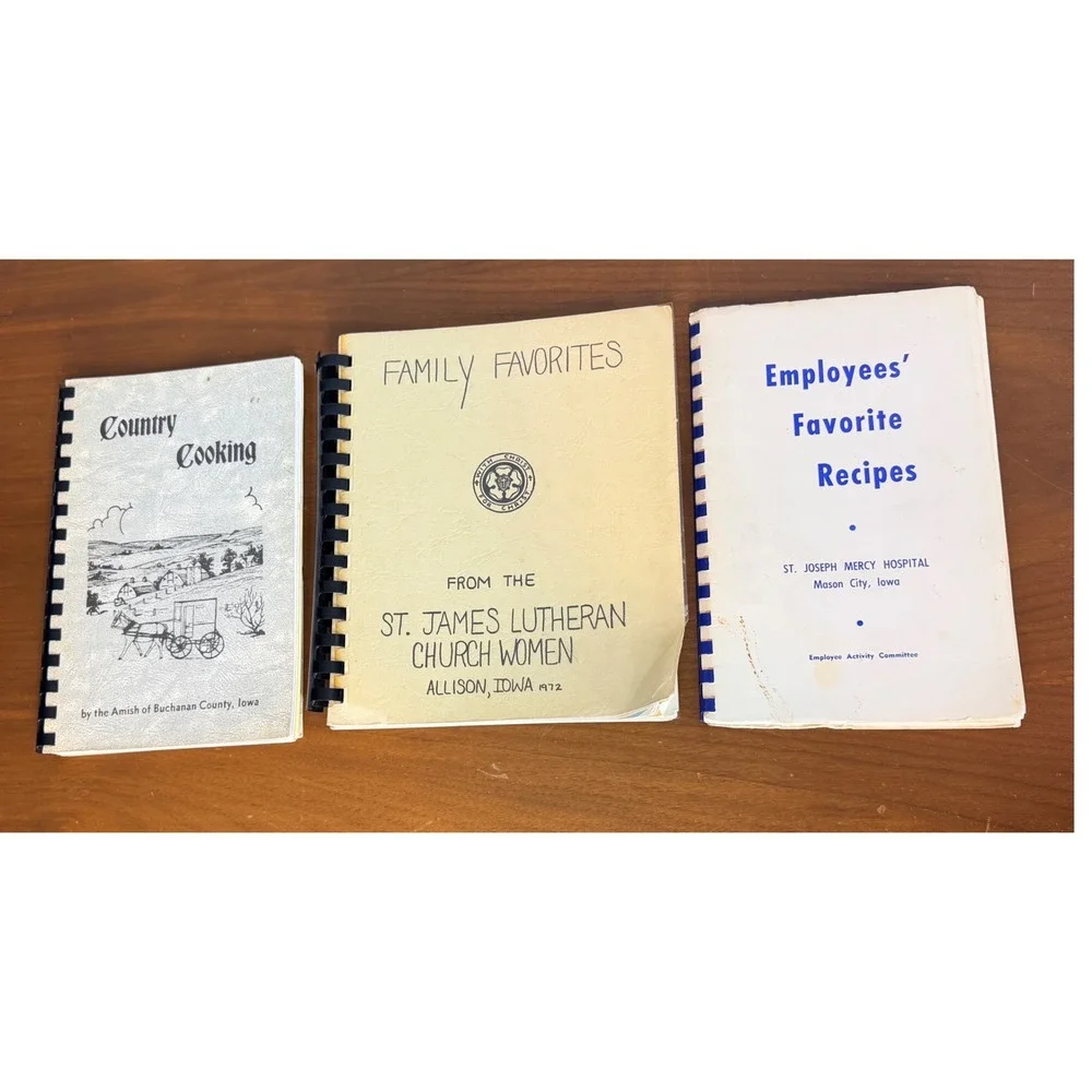 Vintage Iowa Amish Church Cookbook Lot 3 Amish Lutheran Spiral Bound Recipes
